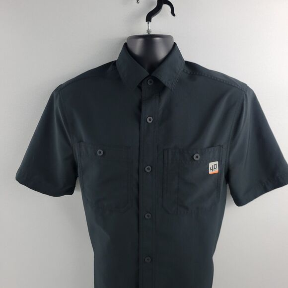 Duluth 40 grit black button down shirt mens S short sleeve 3109 - Picture 2 of 8
